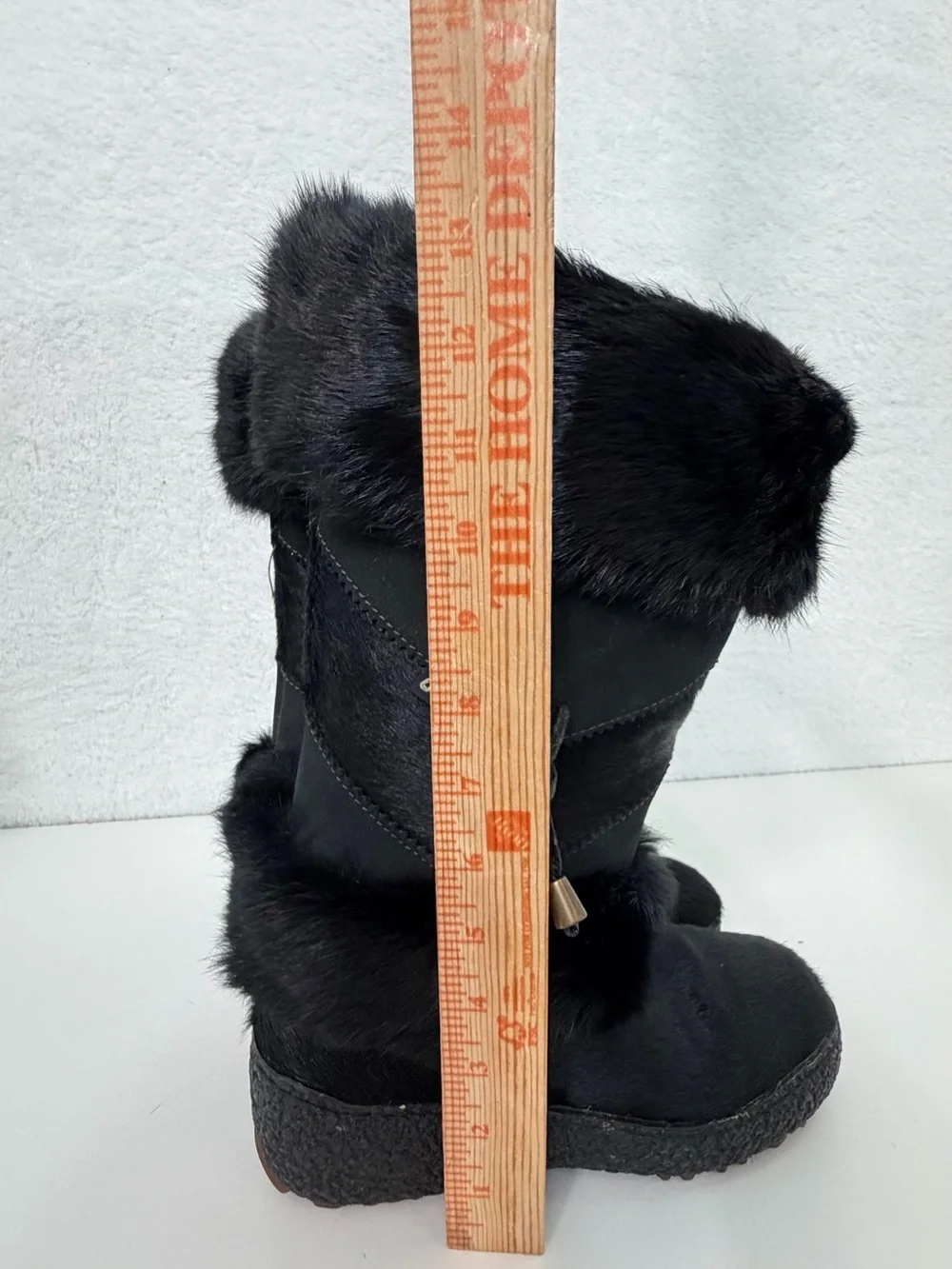 Oscar Sport made in Italy Black Fur Trim Apres Ski Snow Winter Boots Womens 6.5
